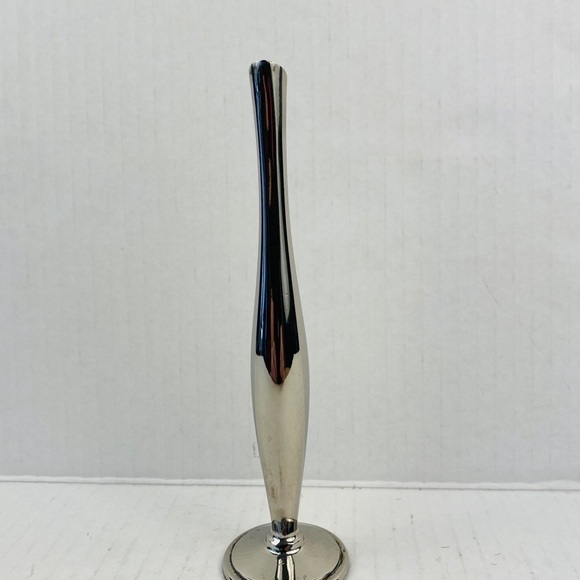 Silver vase Bud vase silver tone slim curved thin flower flowers floral - Picture 3 of 11